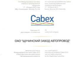 Сертификат участника Международной выставки Cabex 2015