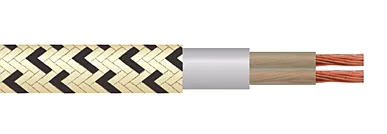 Flexible cord with stranded conductors in polyvinylchloride sheath, braided with cotton or synthetic fibers